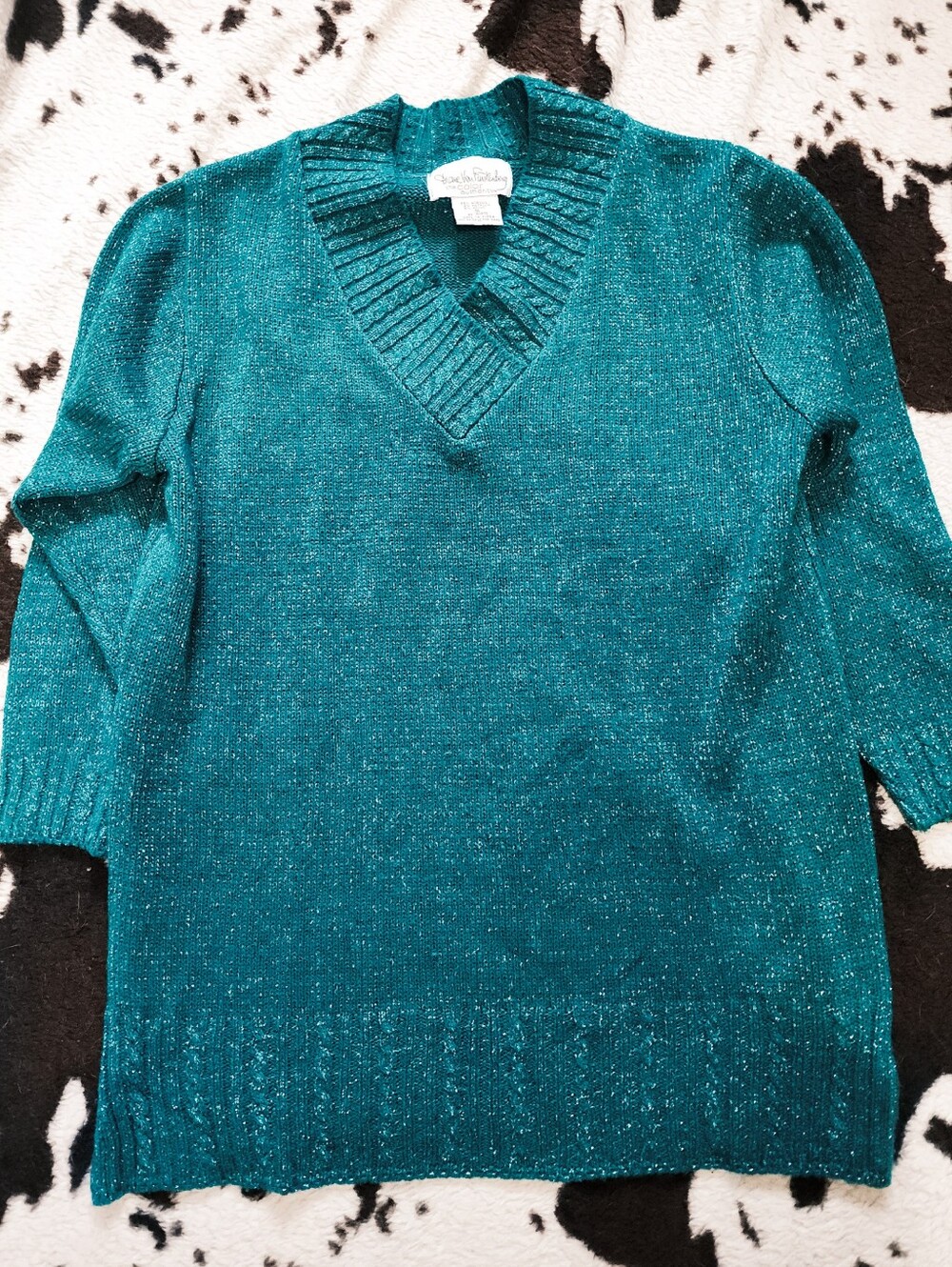 "DIANE VON FURSTENBURG" WOMEN'S 80'S V-NECK SWEATER - HOLIDAY TEAL